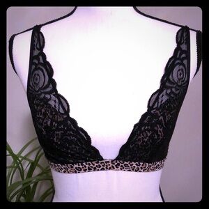 VS PINK Leopard & Lace Plunge Bralette